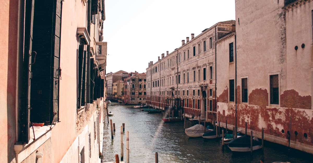 Picturesque view of Venice's historic canals and architecture in warm sunlight.